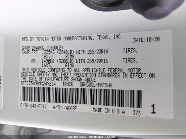 5TFCZ5AN8MX249234 Toyota Tacoma Trd Off-road