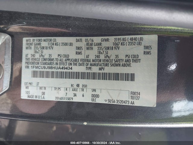 1FMCU9J98HUA49434 Ford Escape Titanium