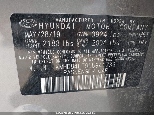 Hyundai Elantra Value Edition 2020 KMHD84LF9LU941733 Image 9