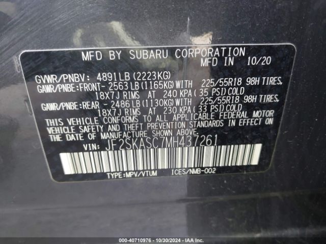 JF2SKASC7MH437261 Subaru Forester Limited