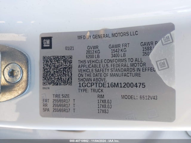 1GCPTDE16M1200475 Chevrolet Colorado 4wd  Long Box Z71