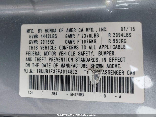 19UUB1F36FA014802 Acura TLX