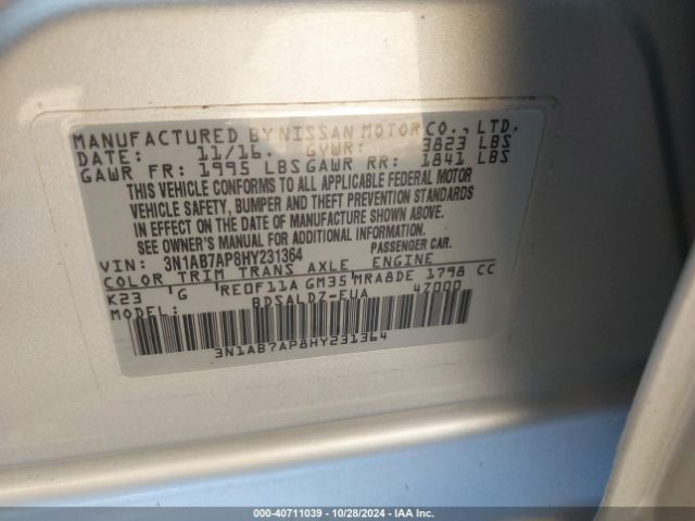 3N1AB7AP8HY231364 Nissan SENTRA SV