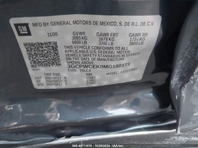 3GCPWCEK0MG180171 Chevrolet Silverado 1500 2wd  Short Bed Lt