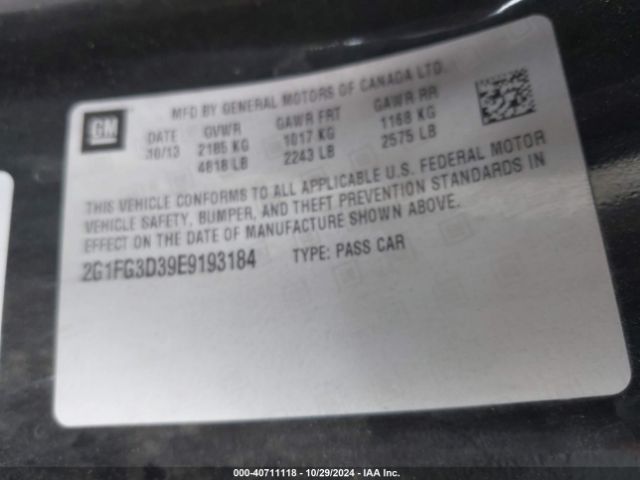 2G1FG3D39E9193184 Chevrolet Camaro 2lt