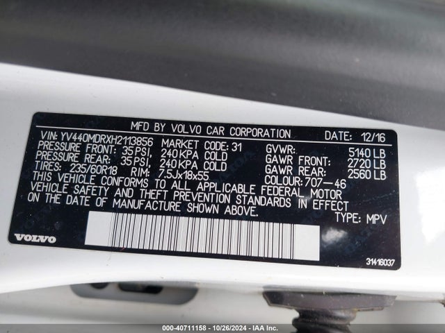 YV440MDRXH2113856 Volvo Xc60 T5 Dynamic