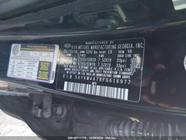 KIA Sorento Sx V6 2015 5XYKW4A78FG616977 Image 9