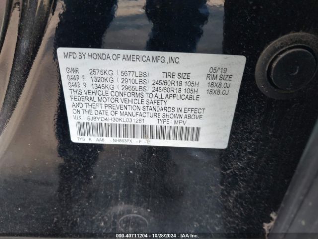 2019 ACURA MDX 5J8YD4H30KL031281 Photo 8