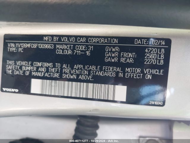YV126MFC6F1309663 Volvo S60 T5 Premier Plus