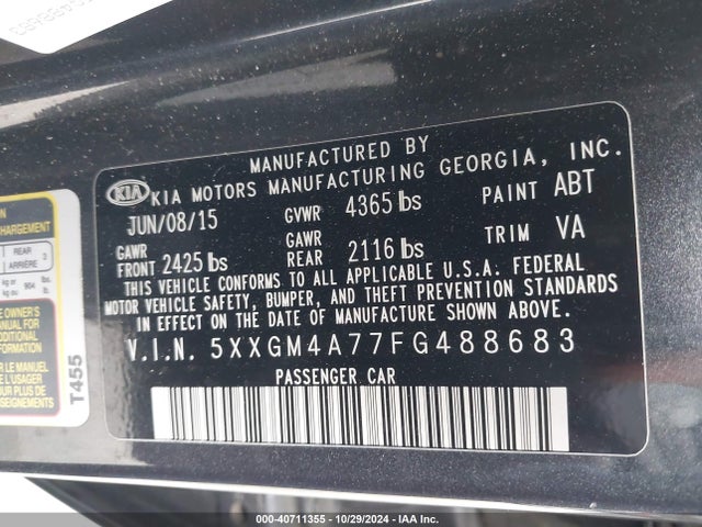 KIA Optima Lx 2015 5XXGM4A77FG488683 Image 9