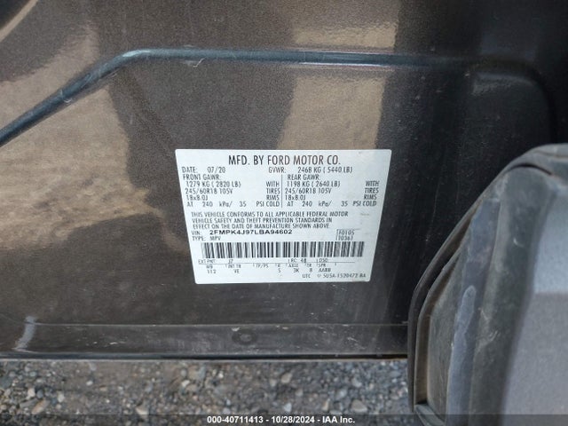 Ford EDGE SEL 2020 2FMPK4J97LBA94602 Image 9