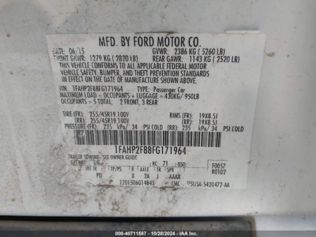 1FAHP2F88FG171964 Ford Taurus Limited