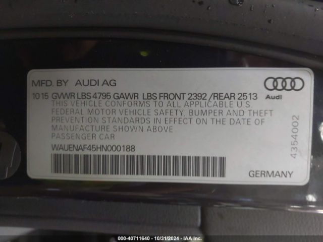 WAUENAF45HN000188 Audi A4 2.0t Premium
