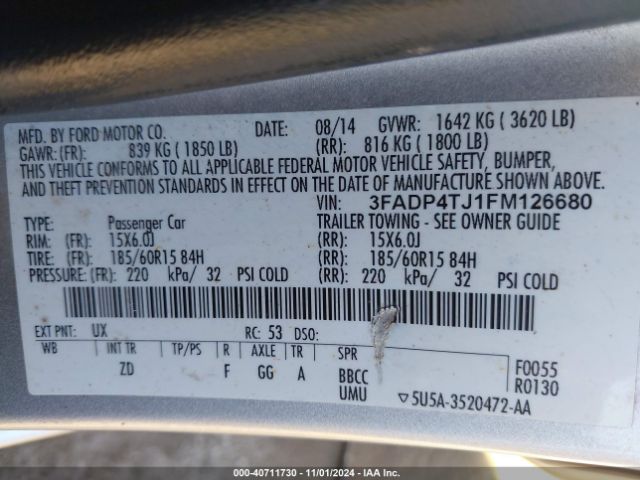 3FADP4TJ1FM126680 Ford FIESTA S