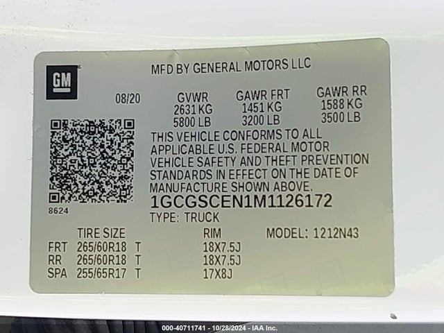1GCGSCEN1M1126172 Chevrolet Colorado 2wd  Short Box Lt