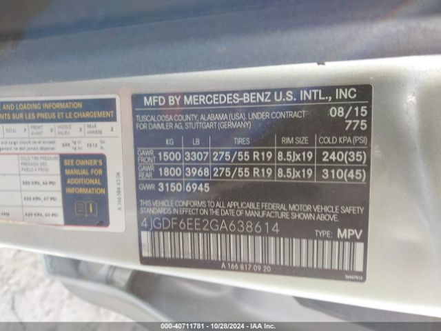 4JGDF6EE2GA638614 Mercedes-Benz Gl 450 4matic