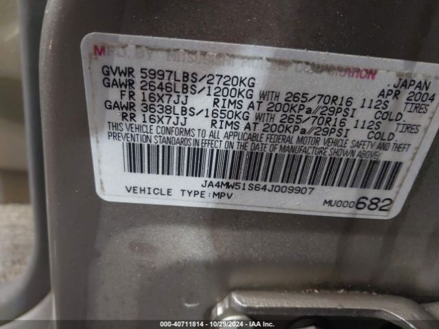 2004 MITSUBISHI MONTERO JA4MW51S64J009907 Photo 8