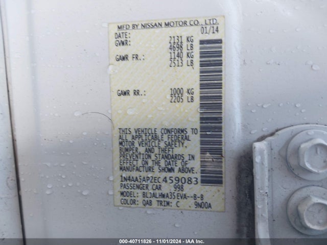 Nissan Maxima 3.5 Sv 2014 1N4AA5AP2EC459083 Image 9