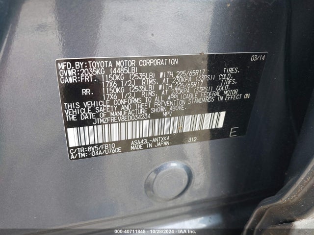 Toyota RAV4 LE 2014 JTMZFREV8ED034234 Image 9