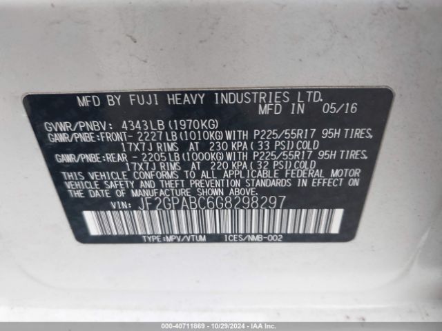 JF2GPABC6G8298297 Subaru Crosstrek 2.0i Premium