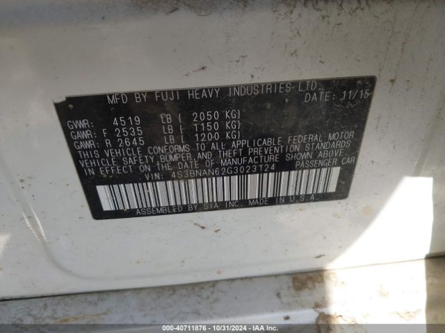 4S3BNAN62G3023124 Subaru Legacy 2.5i Limited