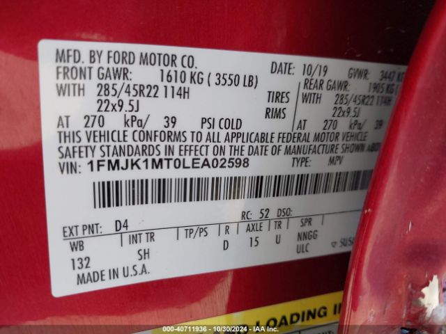 1FMJK1MT0LEA02598 Ford Expedition Platinum Max