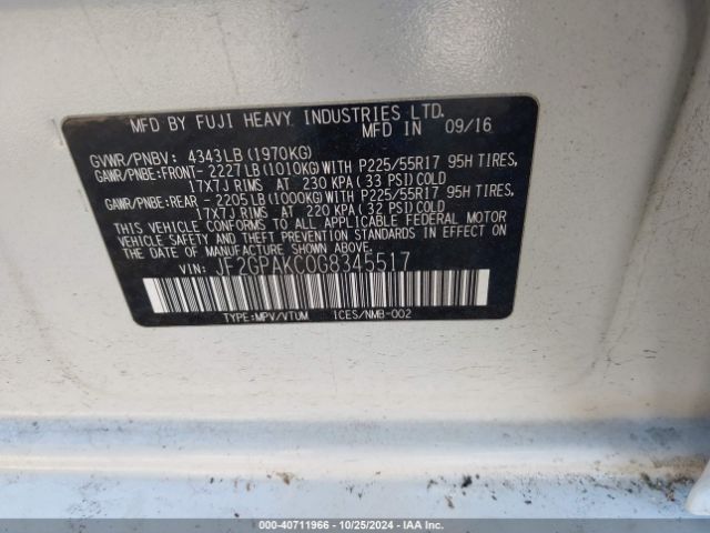 JF2GPAKC0G8345517 Subaru Crosstrek 2.0i Limited