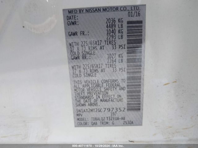 5N1AT2MT2GC797352 Nissan ROGUE SV