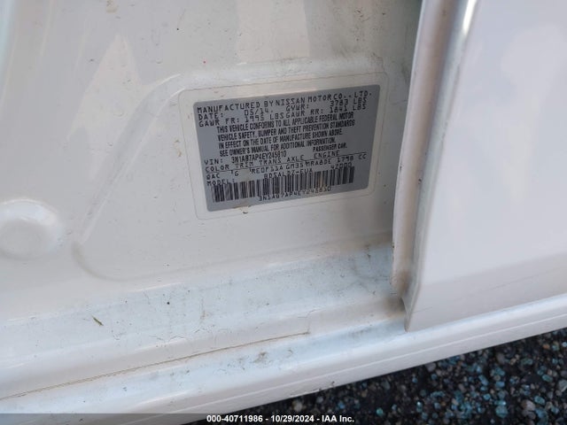 3N1AB7AP4EY245810 Nissan Sentra Fe+ S/fe+ Sv/s/sl/sr/sv