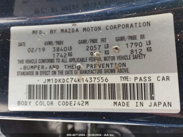JM1DKDC74K1437556 Mazda Cx-3 Touring