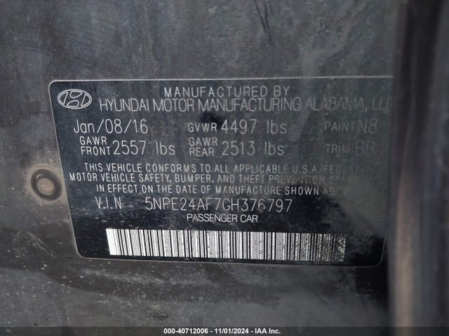 Hyundai SONATA SE 2016 5NPE24AF7GH376797 Image 9