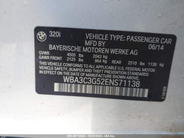 WBA3C3G52ENS71138 BMW 320i Xdrive
