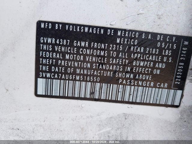 3VWCA7AU6FM516550 Volkswagen Golf Sportwagen Tdi S 4-door