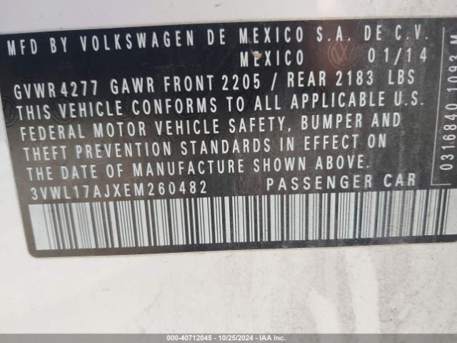 3VWL17AJXEM260482 Volkswagen Jetta 1.8t Sel