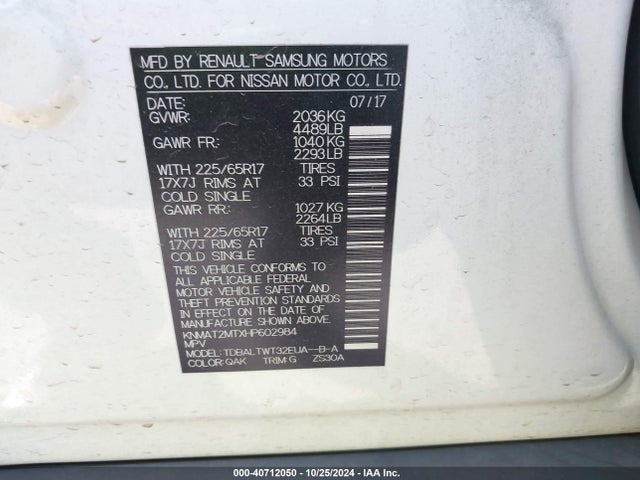 Nissan ROGUE SV 2017 KNMAT2MTXHP602984 Image 9