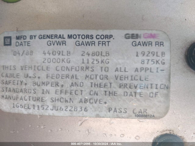 1988 CADILLAC ELDORADO 1G6EL1152JU622836 Photo 8