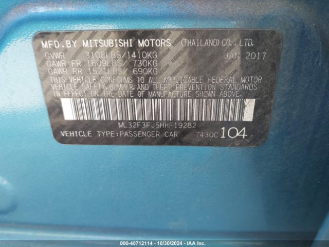 ML32F3FJ5HHF19282 Mitsubishi Mirage G4 Es