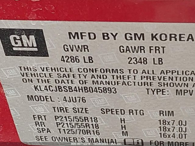 KL4CJBSB4HB045893 Buick Encore Preferred Ii