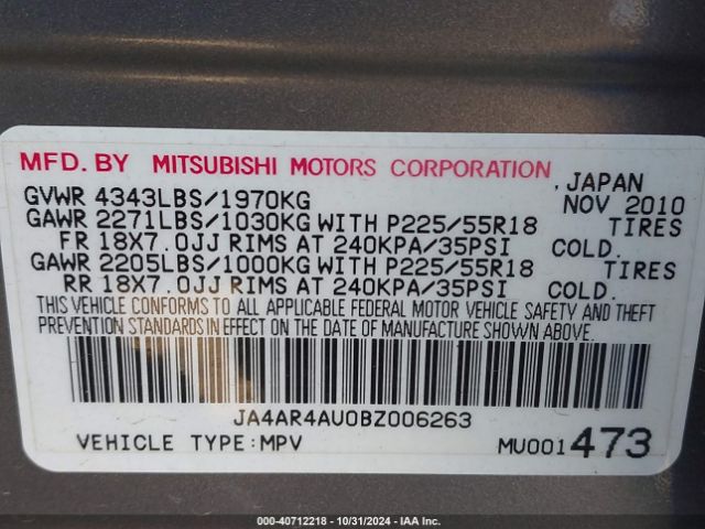 2011 MITSUBISHI OUTLANDER SPORT JA4AR4AU0BZ006263 Photo 8
