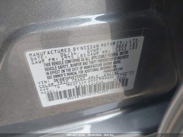 Nissan Sentra Fe+ S 2016 3N1AB7AP4GY296324 Image 9