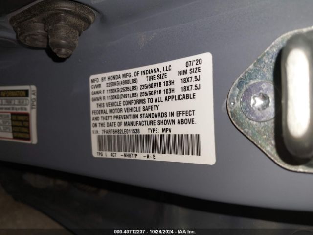 7FART6H82LE011538 Honda Cr-v Hybrid Ex-l