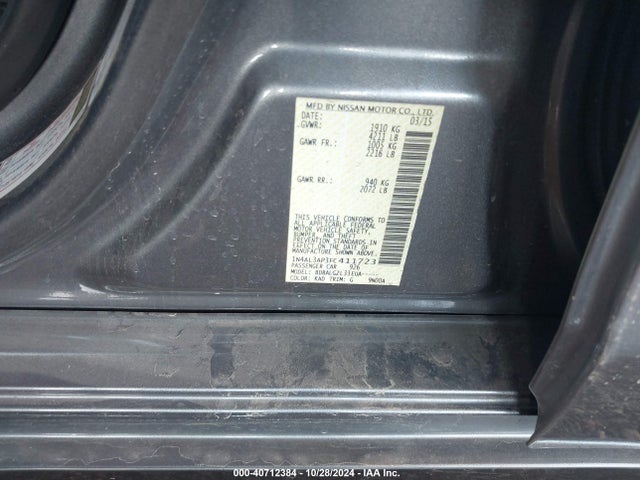 Aukcja sprzedaży 2015 Nissan Altima 2.5 S, vin: 1N4AL3AP3FC411723, numer aukcji: 40712384