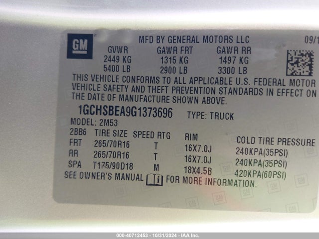 Chevrolet Colorado Wt 2016 1GCHSBEA9G1373696 Image 9