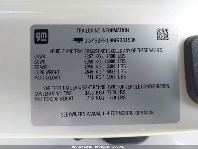 2021 CADILLAC ESCALADE 1GYS3FKL9MR331536 Photo 8