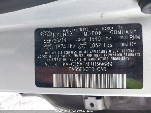 KMHCT5AE4FU199689 Hyundai ACCENT GS
