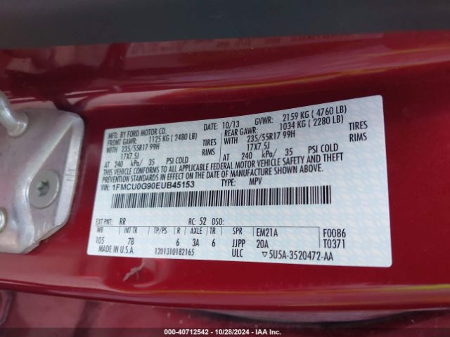 1FMCU0G90EUB45153 Ford ESCAPE SE