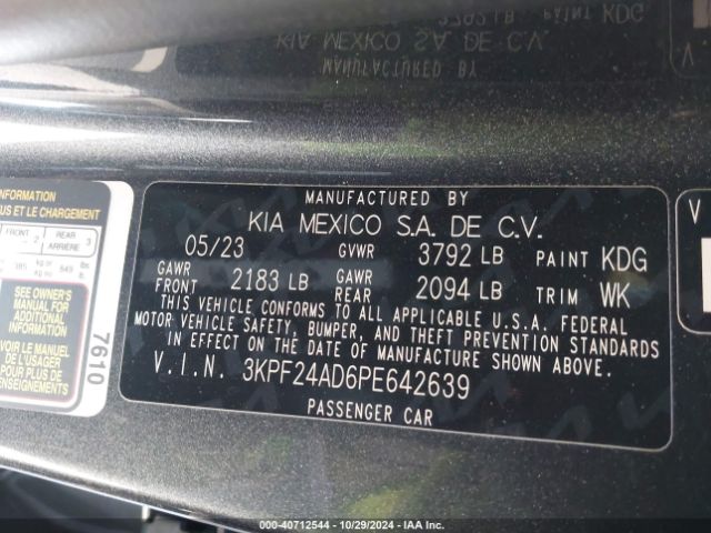 3KPF24AD6PE642639 KIA Forte Lxs
