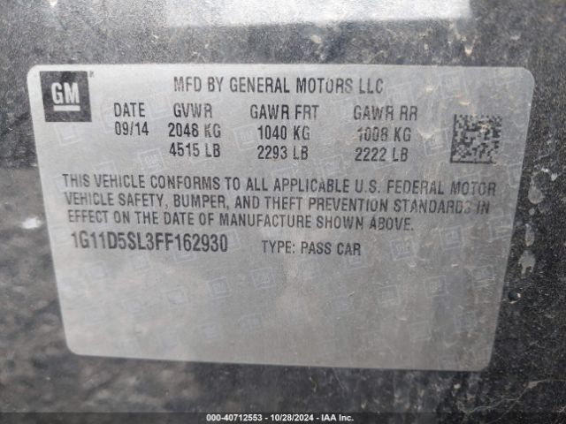 1G11D5SL3FF162930 Chevrolet MALIBU 2LT