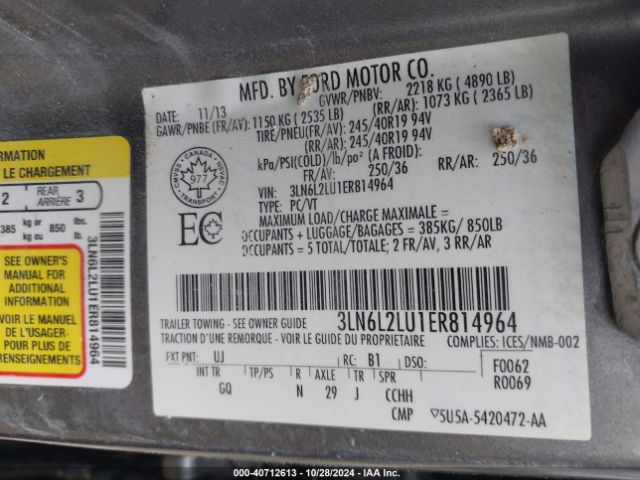 3LN6L2LU1ER814964 Lincoln MKZ HYBRID