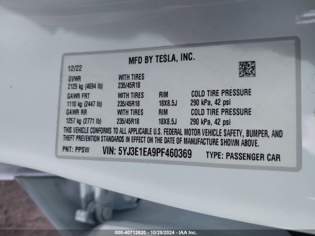 2023 TESLA MODEL 3 5YJ3E1EA9PF460369 Photo 8